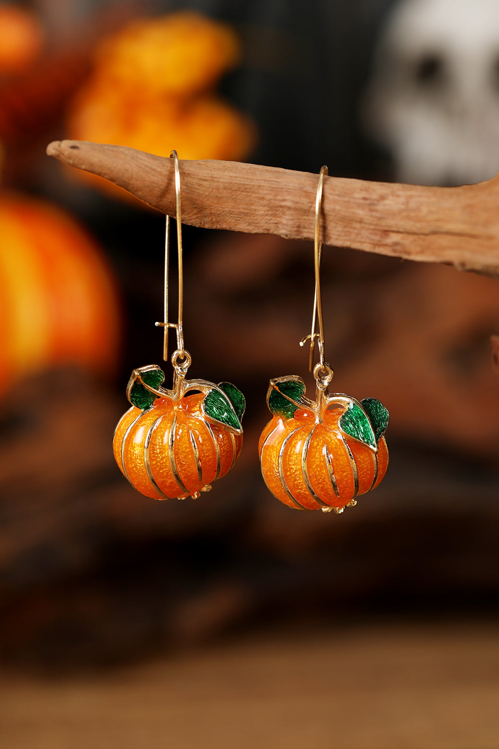 Orange Pumpkin Halloween Drop Earrings