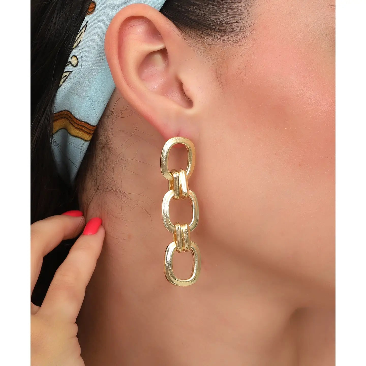 18k Gold Plated Big Chain Earrings