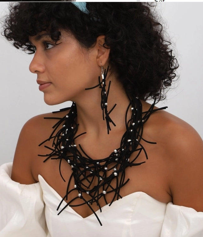 Hand Made Leather Jewelry Set