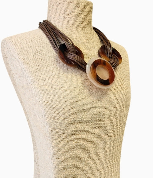 Multi Strand Tortoise Shell Necklace | Statement Jewelry