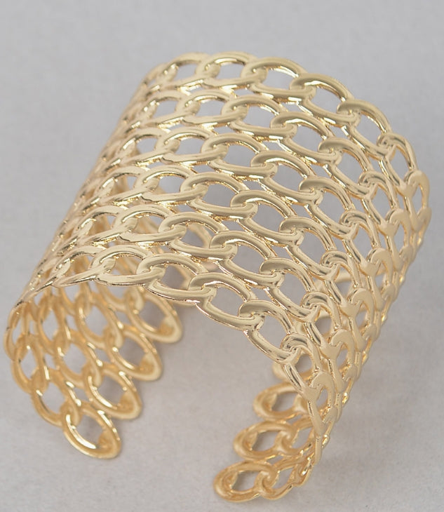 Wide Chain Metal Cuff Bracelet