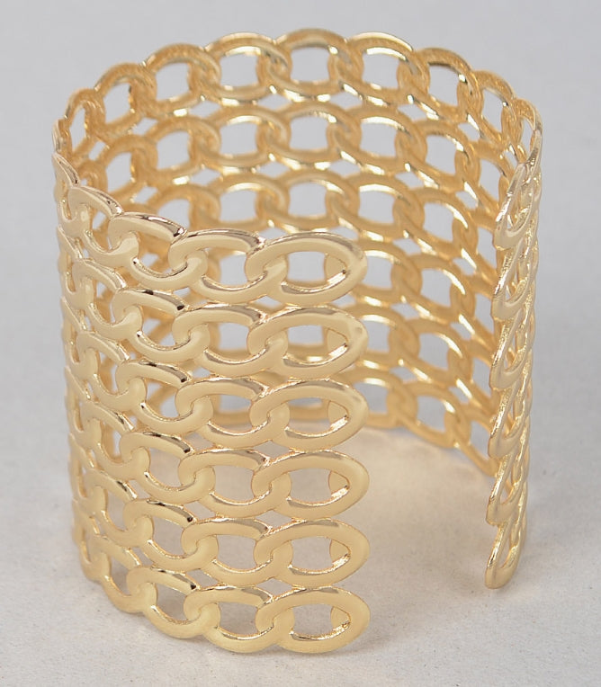 Wide Chain Metal Cuff Bracelet