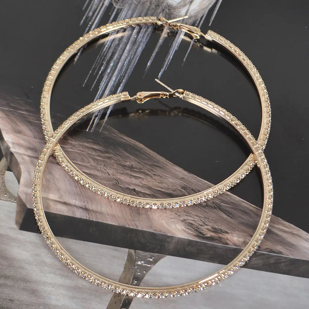 8cm Double Rhinestone Hoop Earring