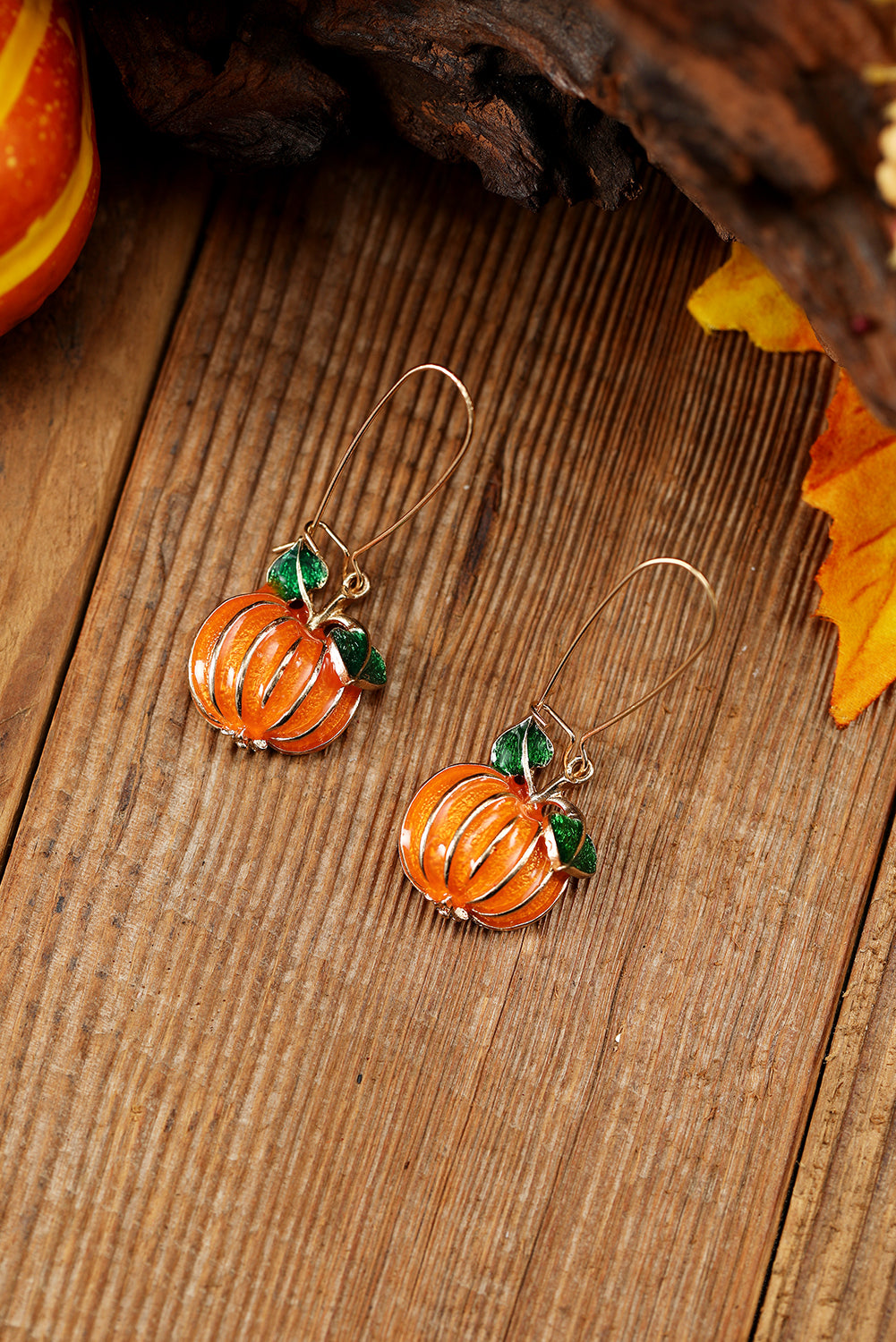 Orange Pumpkin Halloween Drop Earrings