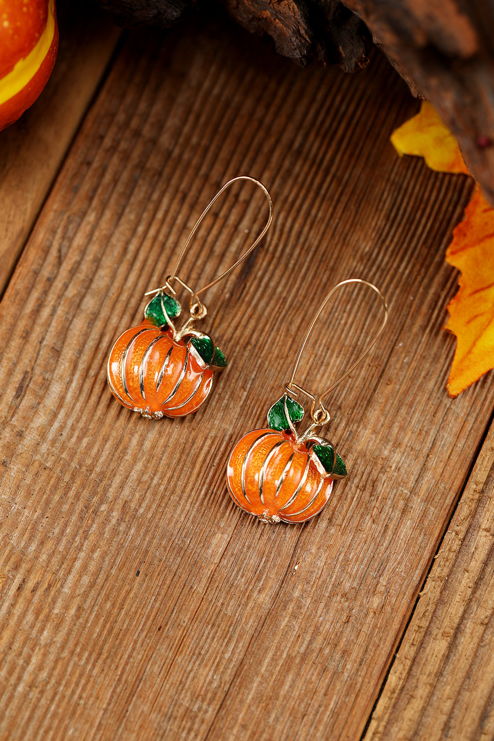 Orange Pumpkin Halloween Drop Earrings