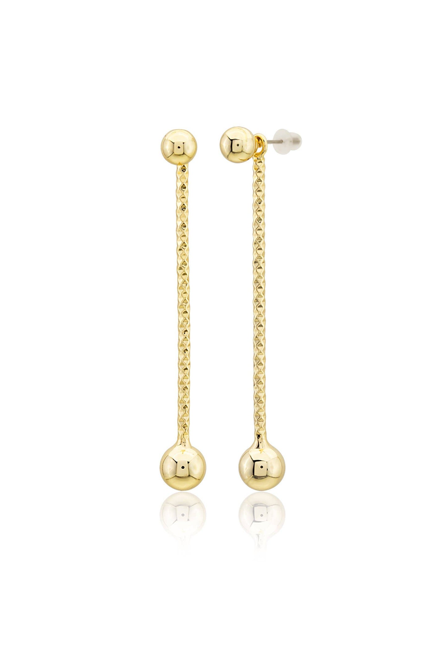 Goldtone Balls Bar Design Earrings