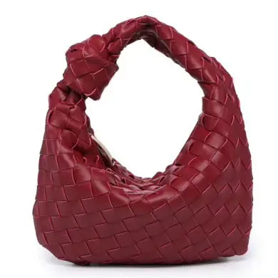 Ava Woven Knotted Handbag Burgundy