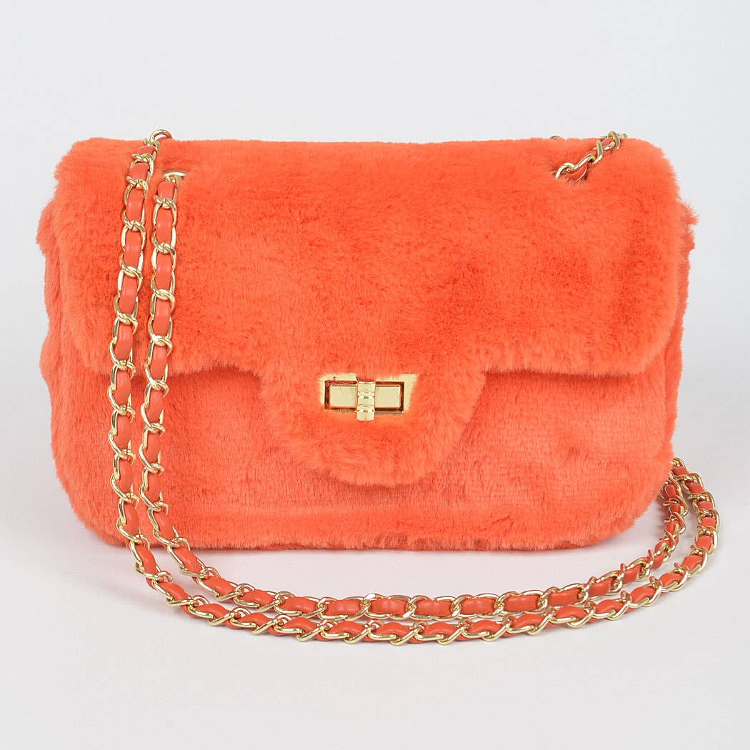 Faux Wool Flap Shoulder Bag