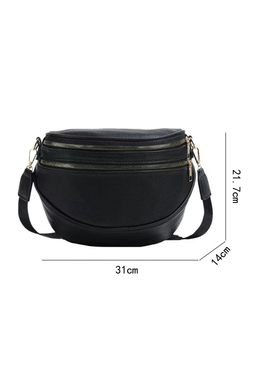 White PU Leather Double Zipper Crossbody Bag