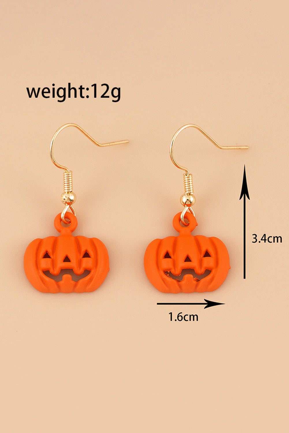 Orange Halloween Pumpkin Pendant Hook Earrings