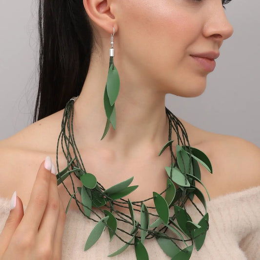 Handmade Special Design Leather Leaf Jewelry Set
