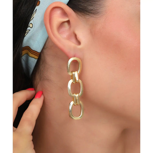 18k Gold Plated Big Chain Earrings