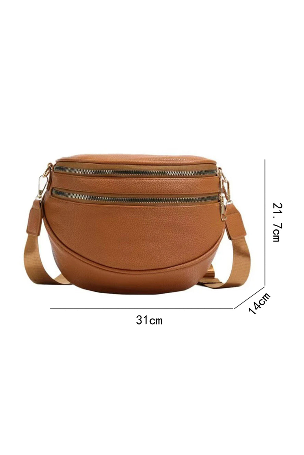 White PU Leather Double Zipper Crossbody Bag