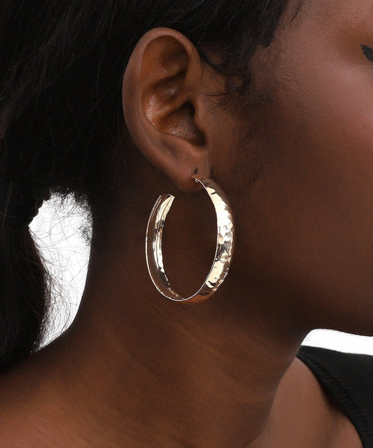 Goldtone Hummered Circle Earrings