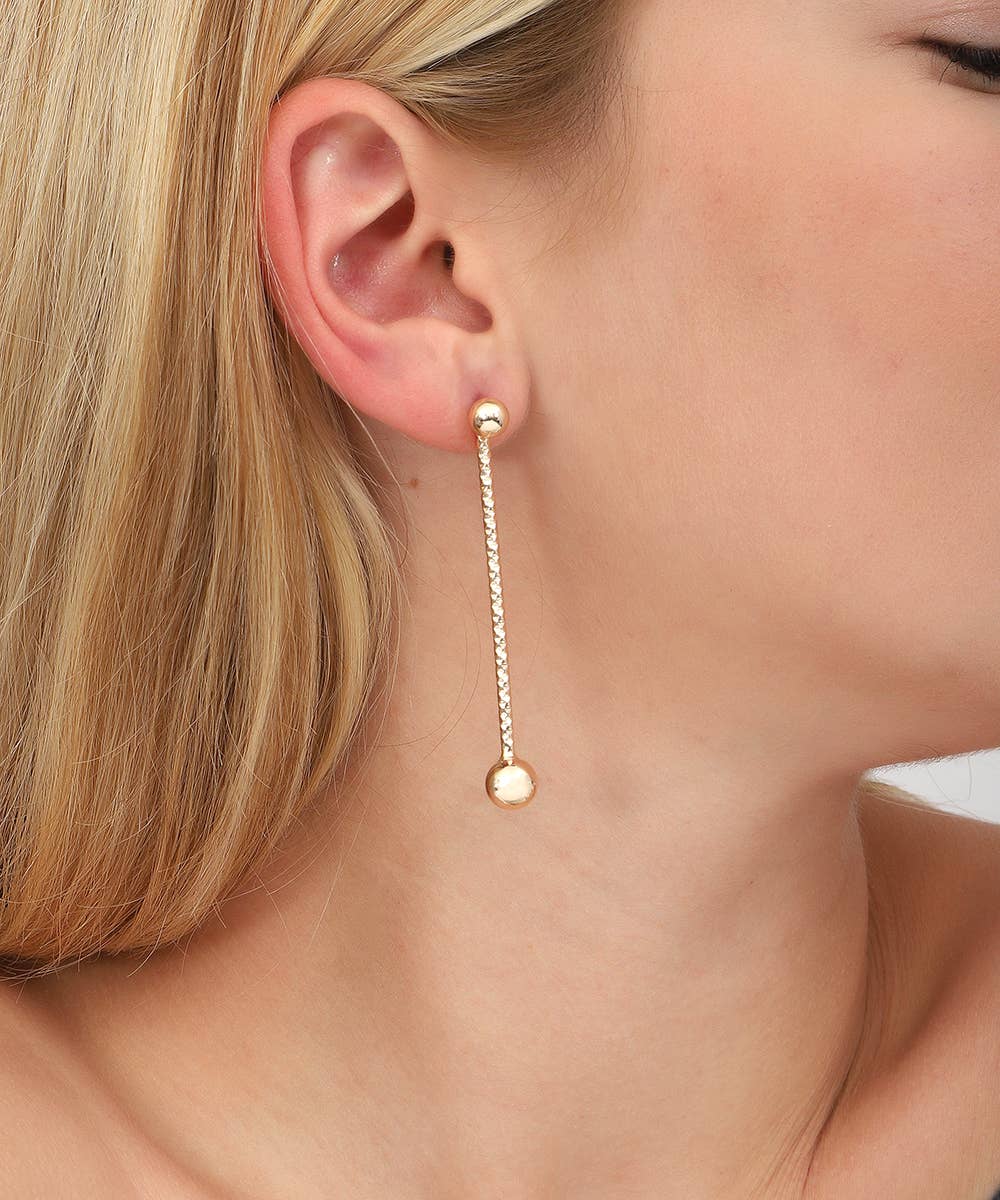 Goldtone Balls Bar Design Earrings