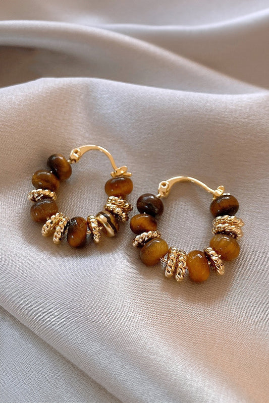 Gold Boho Beaded Hoop Earrings