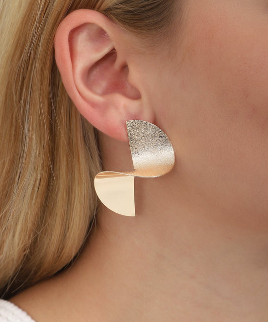 Goldtone Textured Irregular Shape Earrings
