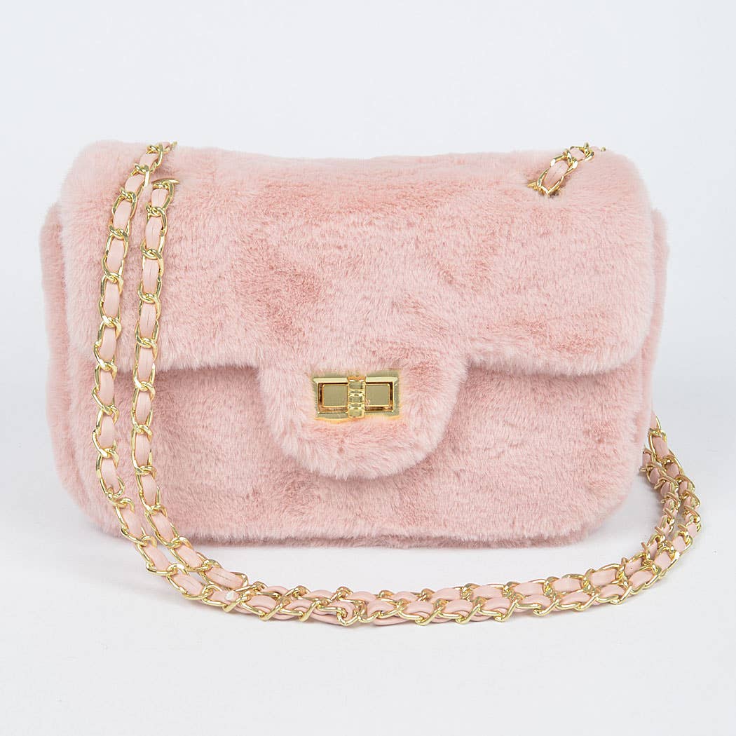 Faux Wool Flap Shoulder Bag