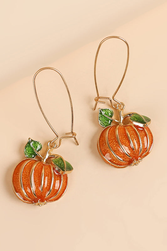 Orange Pumpkin Halloween Drop Earrings