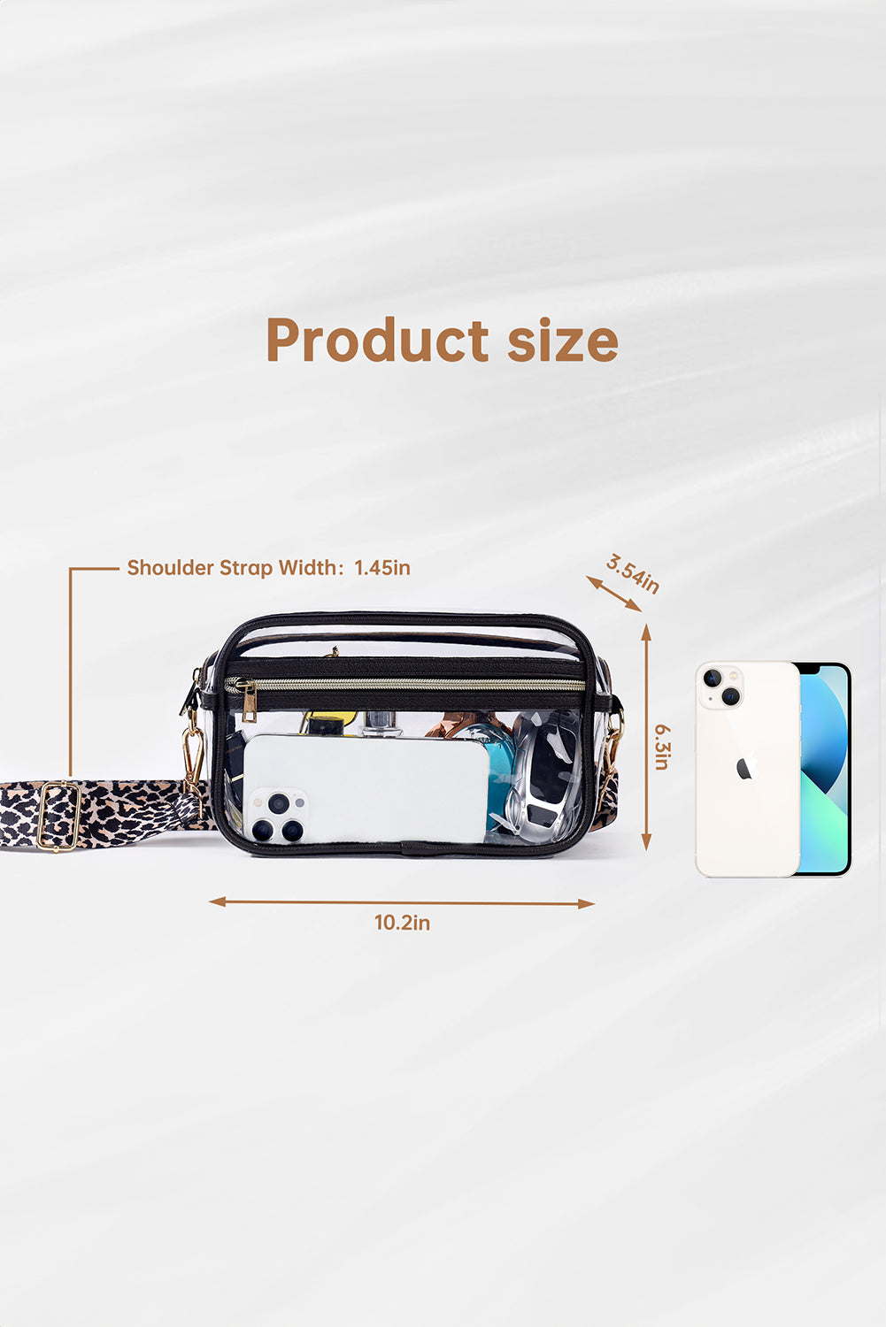Black Clear PVC Leopard Shoulder Strap Crossbody Bag