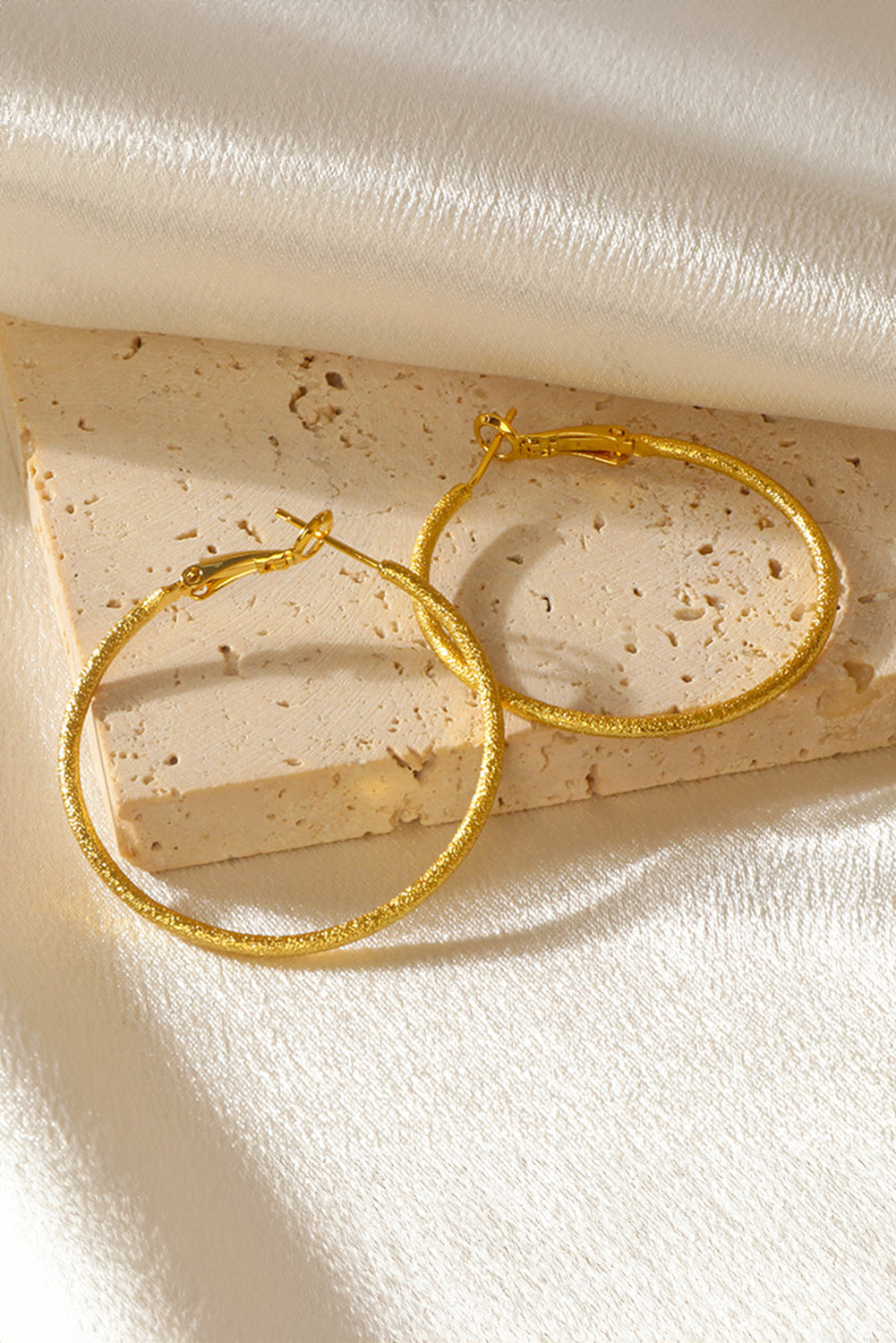 Gold Plated Minimalist Glitter Hoop Earrings