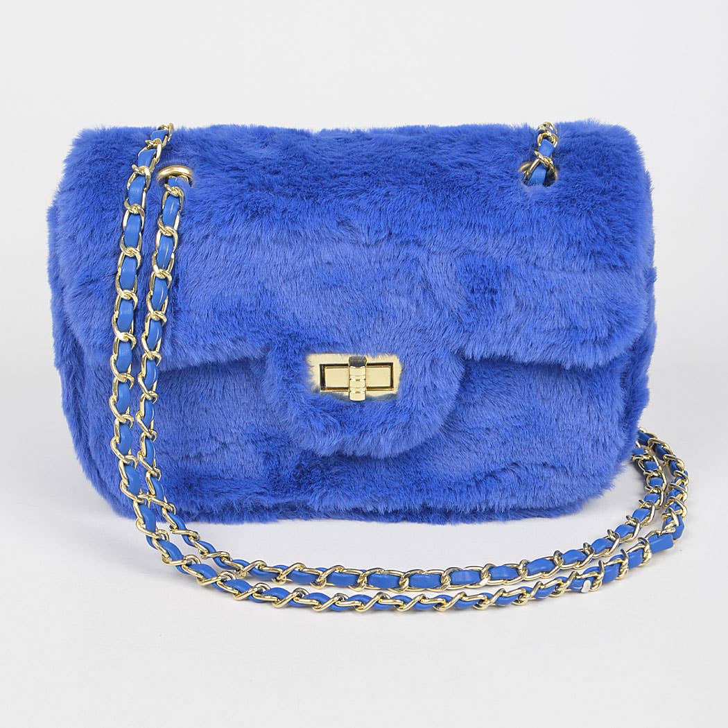 Faux Wool Flap Shoulder Bag