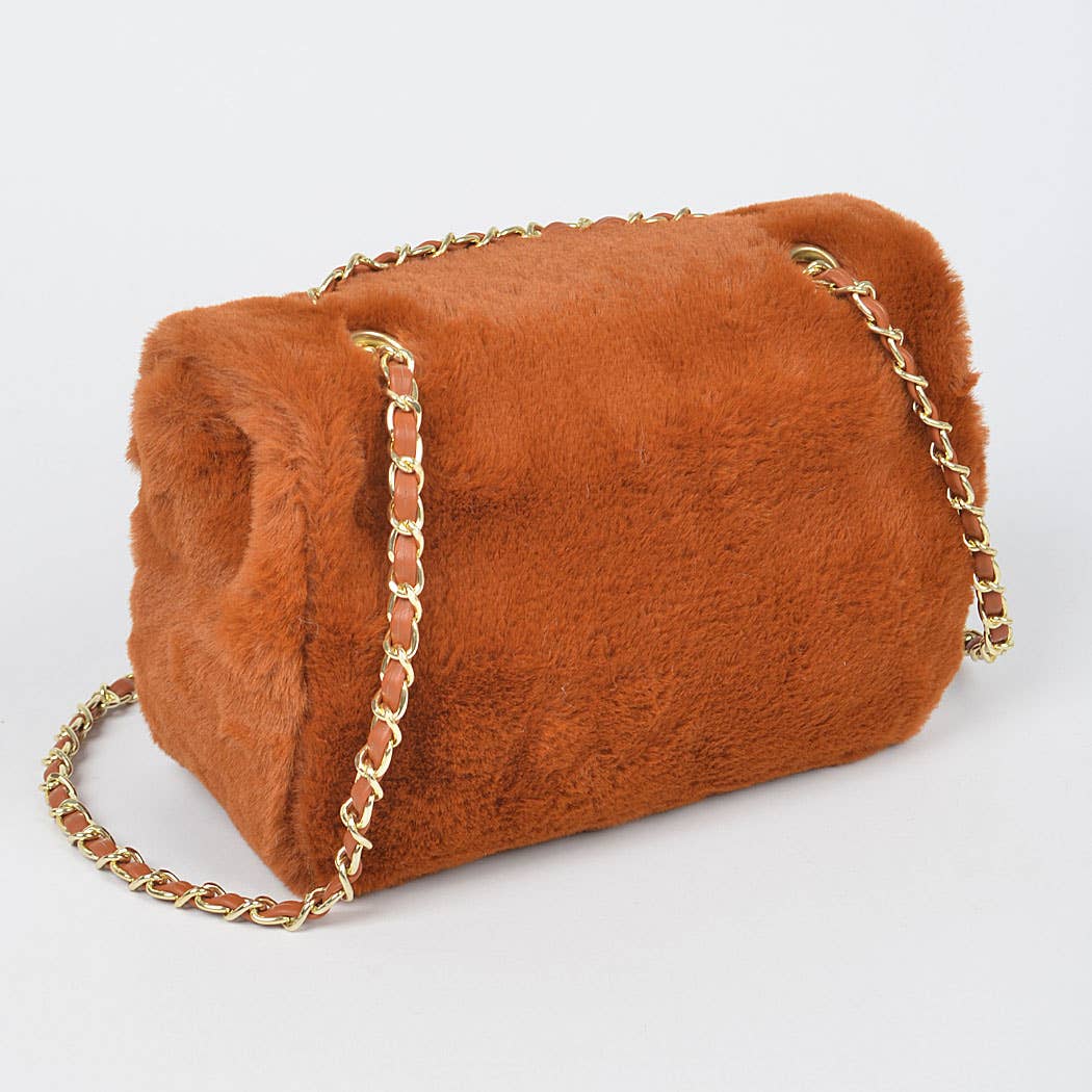Faux Wool Flap Shoulder Bag