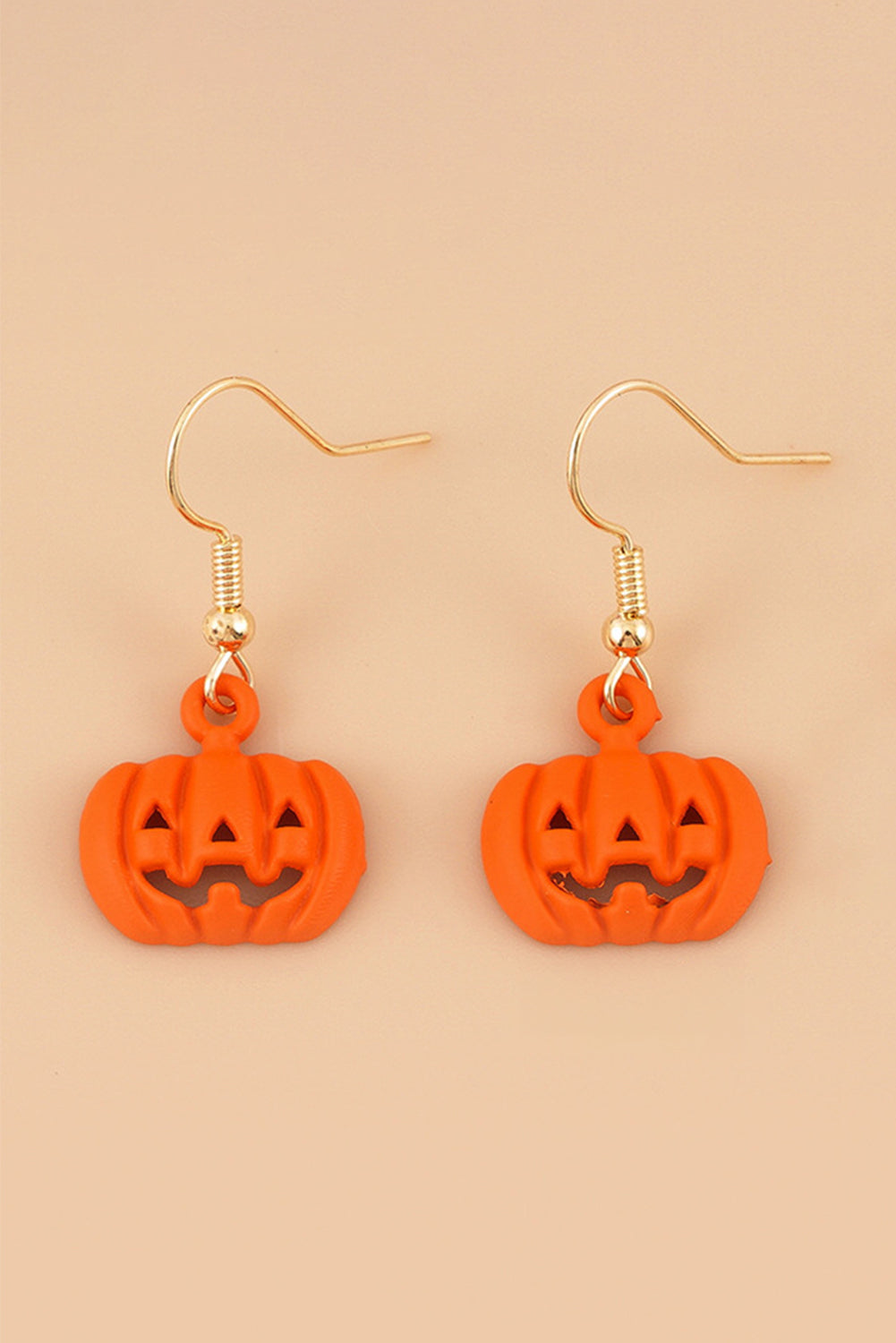 Orange Halloween Pumpkin Pendant Hook Earrings