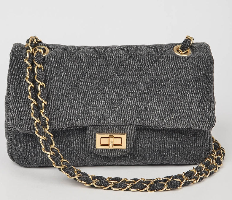 Quilted Denim Shoulder Bag