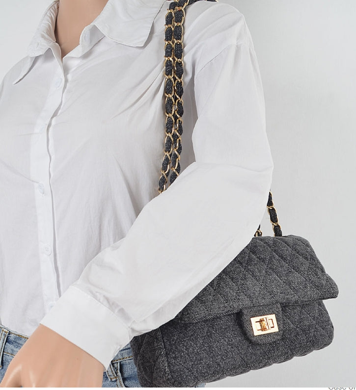 Quilted Denim Shoulder Bag