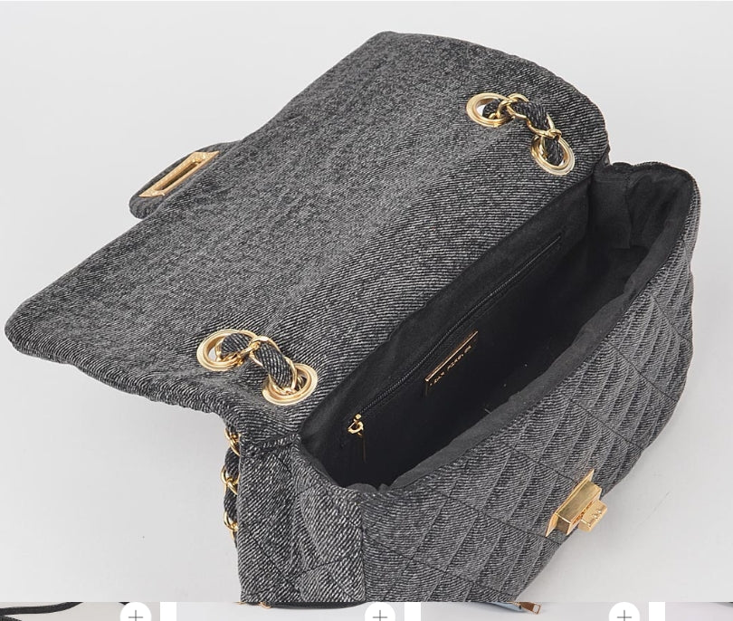 Quilted Denim Shoulder Bag