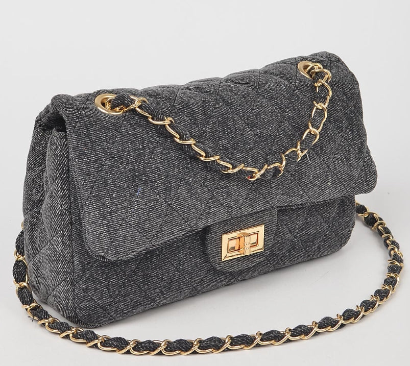 Quilted Denim Shoulder Bag