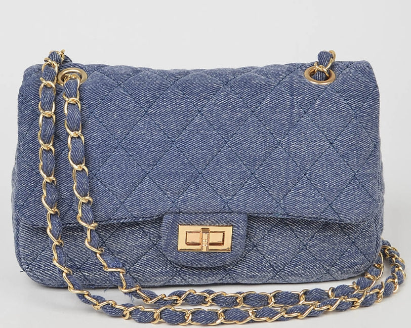 Quilted Denim Shoulder Bag