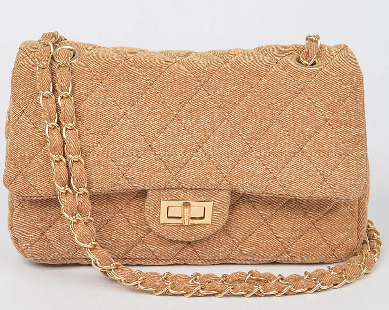 Quilted Denim Shoulder Bag