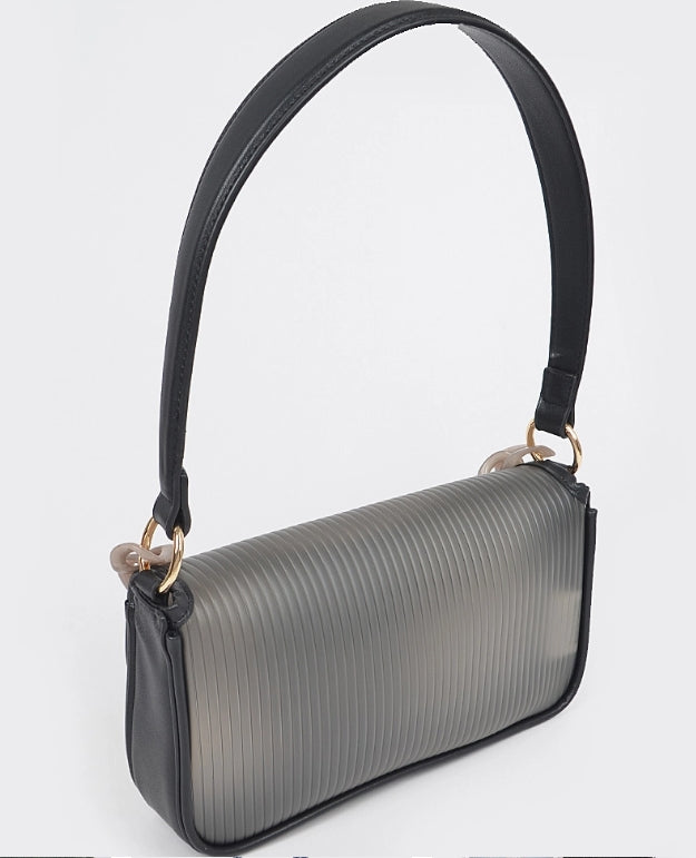 Translucent Metal Buckle Crossbody Bag W/Chain