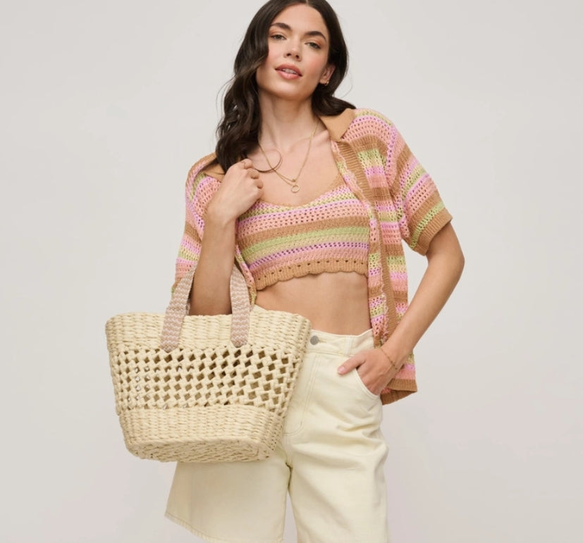 June Woven Knot Straw Tote