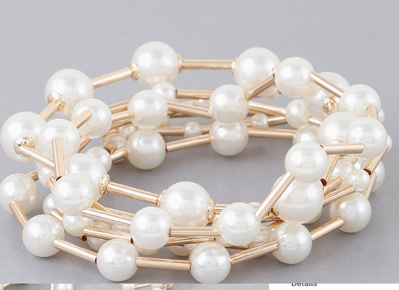 Multi Pearl Wire Bracelet