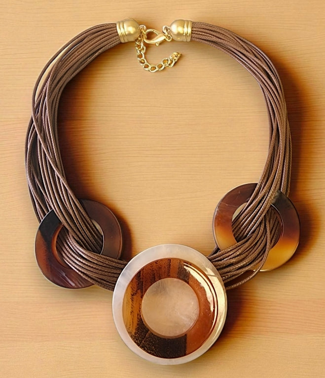 Multi Strand Tortoise Shell Necklace | Statement Jewelry