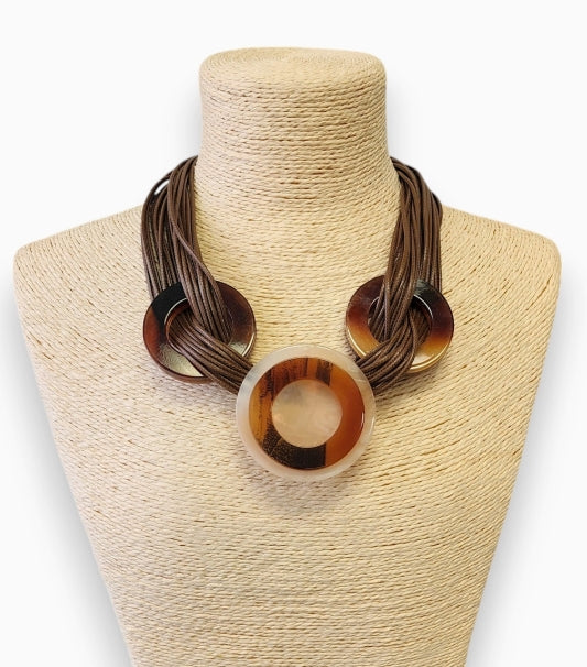 Multi Strand Tortoise Shell Necklace | Statement Jewelry