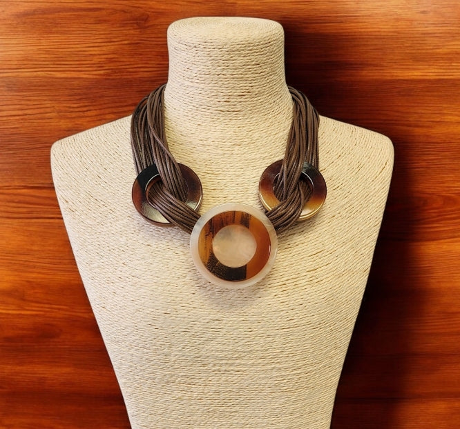 Multi Strand Tortoise Shell Necklace | Statement Jewelry