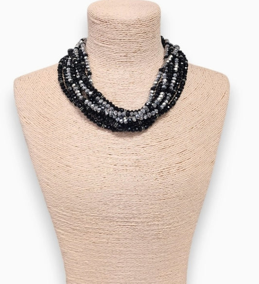 Chunky Multi Strand Pavé Beaded Collar | Statement Necklace