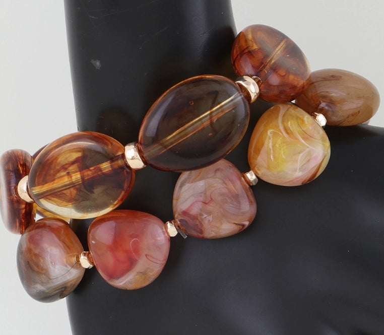 Double Tortoise Stone Beaded Bracelet