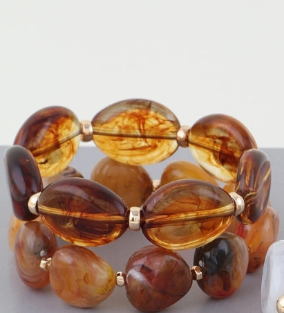 Double Tortoise Stone Beaded Bracelet