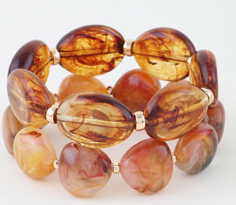 Double Tortoise Stone Beaded Bracelet