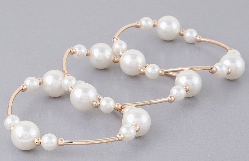 Triple Multi Pearl Wire Bracelet