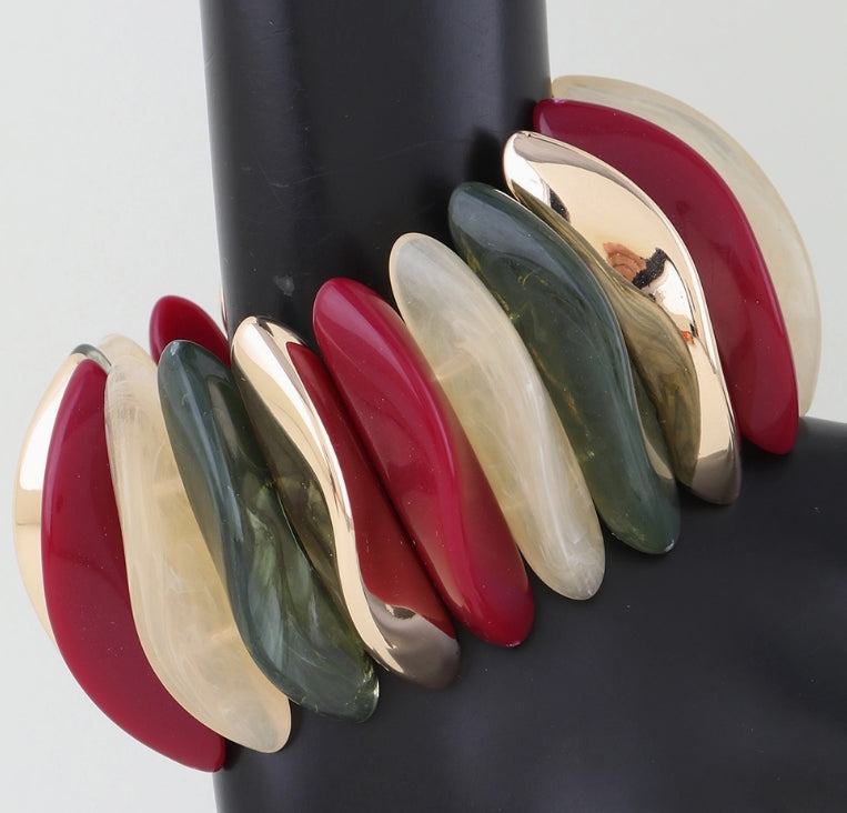 Multi Wide Stone Beaded Bracelet
