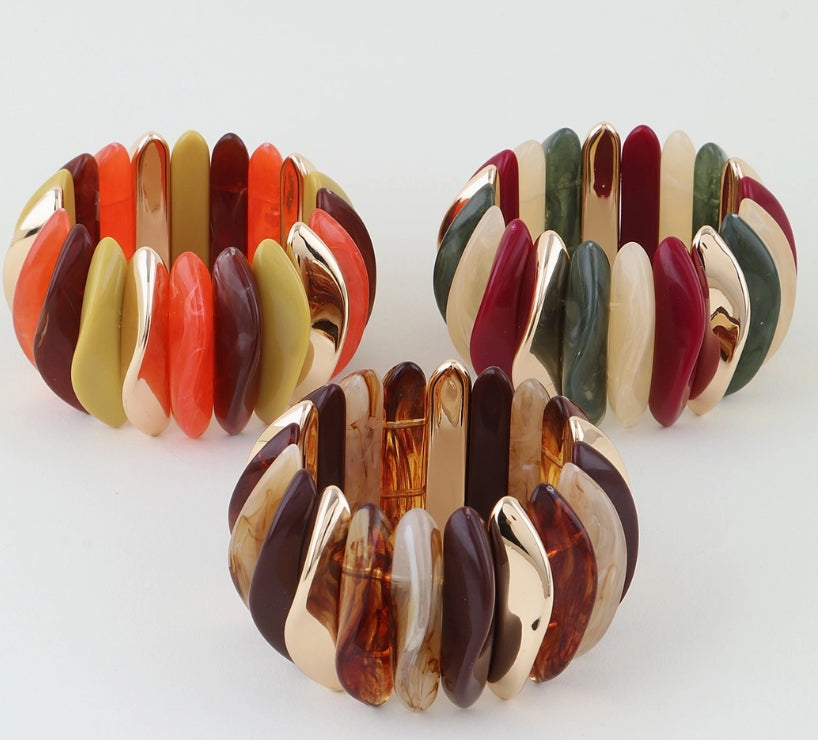 Multi Wide Stone Beaded Bracelet