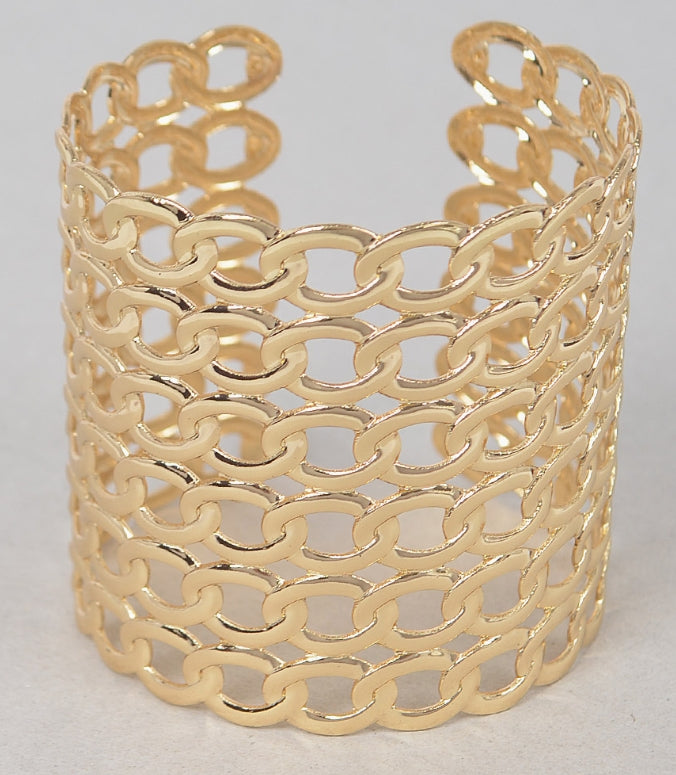 Wide Chain Metal Cuff Bracelet