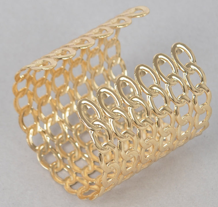 Wide Chain Metal Cuff Bracelet