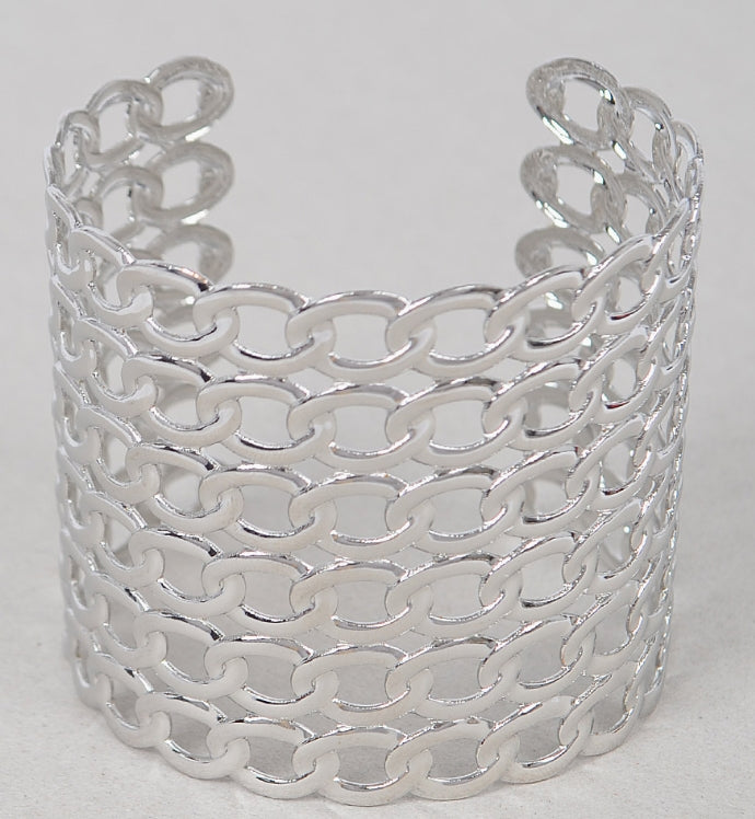 Wide Chain Metal Cuff Bracelet